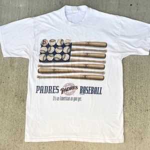 vintage padres white baseball tee shirt